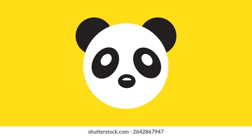 Panda Vector Icon – Minimal Black and White Panda Face Silhouette Logo, Cute Animal Head Clipart, Wildlife Mascot Graphic for Branding, Print, Sticker, and Design Template