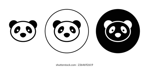 icono vector panda conjunto en color negro. Adecuado para aplicaciones y diseños de interfaz de usuario de sitios web