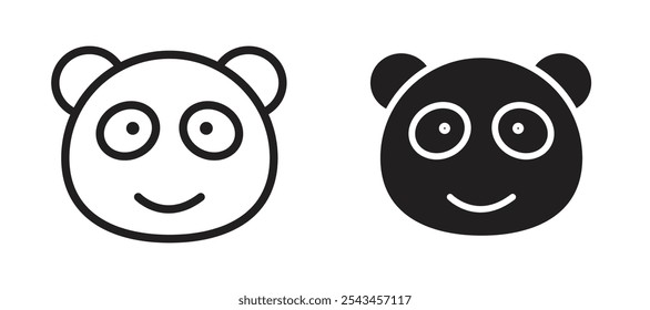 Panda vector icon set in black.
