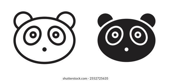 Conjunto de iconos de Vector Panda negro relleno y estilo delineado.