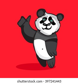 Panda vector illustration. Children's book illustration Panda thumb up. Vivid illustration with the Panda.