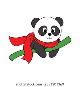 Diseño de la Ilustración vectorial del panda en el fondo blanco