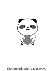 Diseño de ilustración de vector de panda en blanco y negro