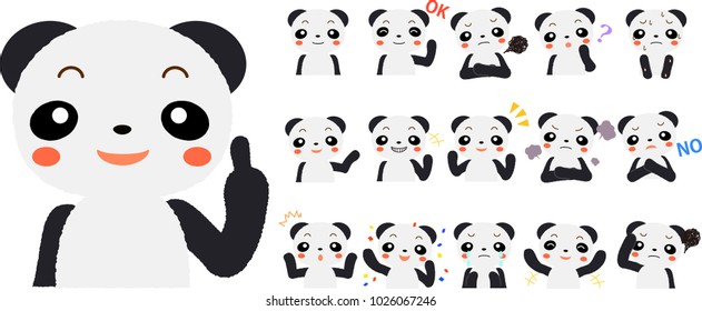 panda vector illustration set