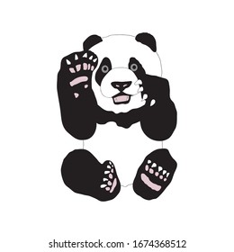Панда. Panda vector Isolated white background. Used black, white, gray and pink color.