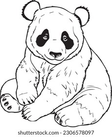 Panda : vector line art cartoon style for coloring