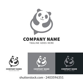 Panda vector logo template and animal icon design