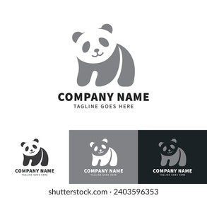 Panda vector logo template and animal icon design