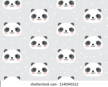 Panda vector pattern in scandinavian style with dots. Seamless background print. 