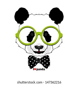 panda vector portrait, bear image, I love panda