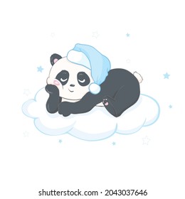 Impresión vectorial de Panda, tarjeta de ducha de bebé. ilustración de caricatura de panda, tarjeta de saludo, tarjetas para niños para afiches o pancartas de cumpleaños, invitación de doodle