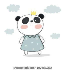 Panda vector print. Love Panda