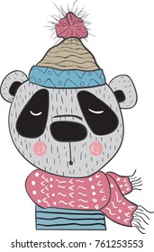 Panda vector print. Love Panda