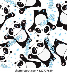 panda vector seamless pattern