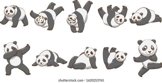 Panda vector set collection graphic clipart design