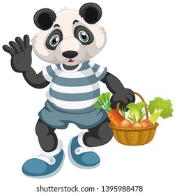 Panda with vegetable basket illustration