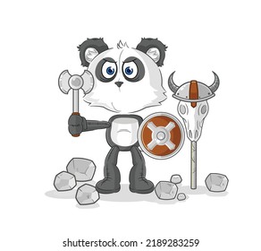 the panda viking with an ax illustration. character vector