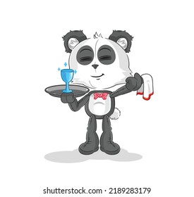 the panda waiter cartoon. cartoon mascot vector