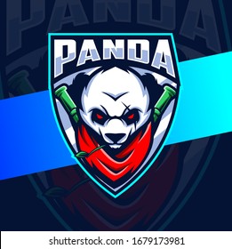 Panda Warrior Mascot Esport Logo Design