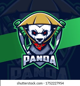 Panda Warrior Mascot Esport Logo Design