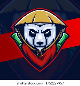 Panda Warrior Mascot Esport Logo Design