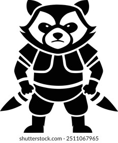 Arte vectorial del guerrero panda blanco y negro