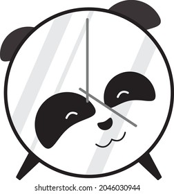 Panda watch clock icon vector illustrator design isolated on white background. alarm clock.timepiece.
