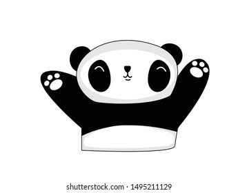 Panda Waving Greet On White Background Stock Vector (Royalty Free ...