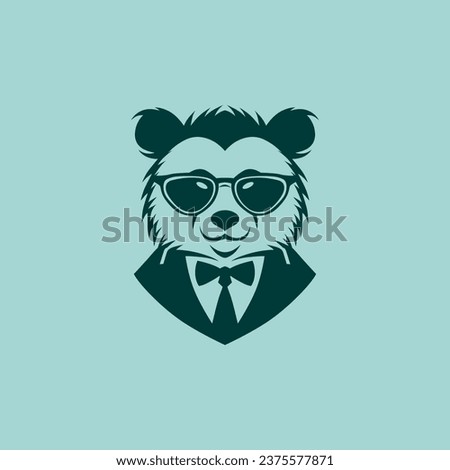 panda wearing glases vector logo illustration symbol