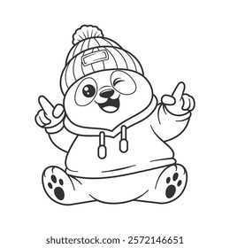 Panda wearing a jacket for coloring