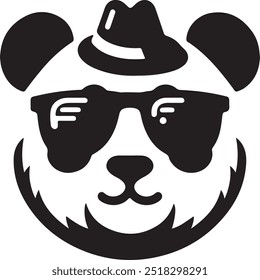 Un panda con gafas de sol que dice panda