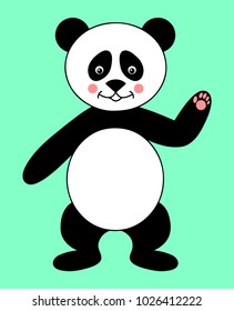 Panda welcoming cartoon including sketch vector cartoon colored illustration 
