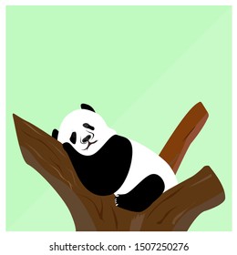 a panda who is sleeping on a tree