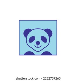 Panda in the window illustrations. flat design icon.