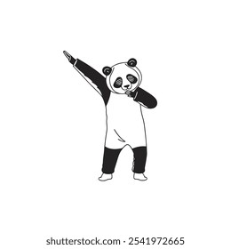 panda, woman wearing, person dressed up in panda, vector desing eps