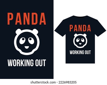Panda Working Out illustrations for print-ready T-Shirts design