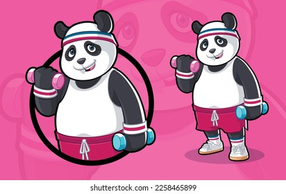 Panda Trabajando Con Dumbbell