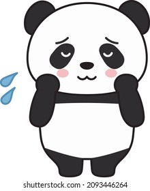 Panda worried something. Vector illustration isolated on a white background.