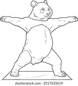 Panda Yoga Fitness Gymnastics Animal Vector Graphic Art Illustration