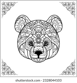 Panda zentangle arts isolated on white background of illustration