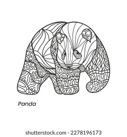 Panda Zentangle Illustration for Adult, suitable for drawing or coloring pages.