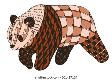 Panda zentangle stylized, vector, illustration, freehand pencil