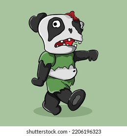 Panda zombie horror illustration in progress