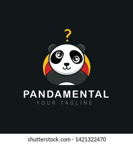 Pandamental logo vector template. panda gone mental food or tech logo.