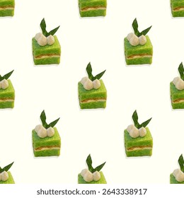 pandan brownies ilustração padrão sem costura. Adequado para qualquer fim, como papel de embrulho ou têxtil, papel de parede móvel, site, decoração, fundo, etc
