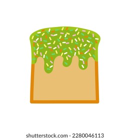 Pandan Custard and sugar flakes toast. Vector illustration.