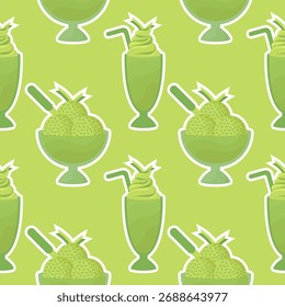 pandan sorvete padrão sem emenda no fundo verde