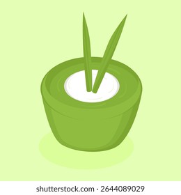 Pandan Talam Cake Traditional Asian Dessert Illustration for Food Poster, Bakery Logo, Culinary Icons, Recipe Blog, and Social Media Marketing