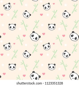 pandas and bamboo pattern with heart
