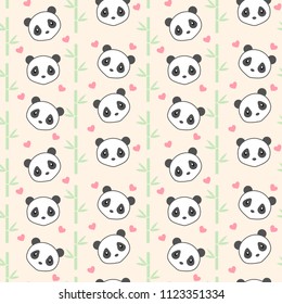 
pandas and bamboo pattern with heart